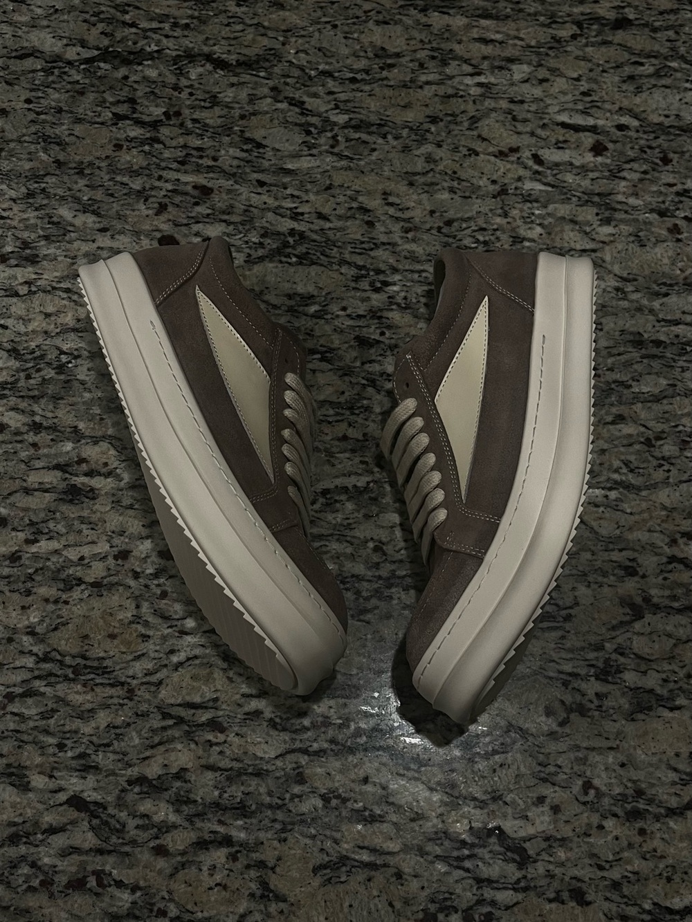 Men's Brown Suede Platform Sneakers with Cream Accent